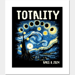 Total Solar Eclipse 2024 4.08.24 Starry Night Painting Posters and Art